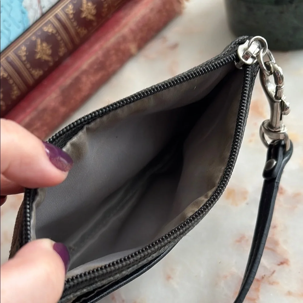 Black Monogram Canvas Coach Wristlet